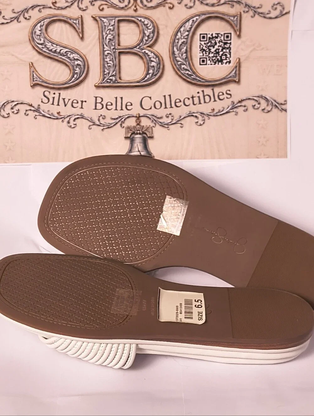 Jessica Simpson Ivory Braided Slide Sandals Flat Square Toe Women's 6.5 NWT